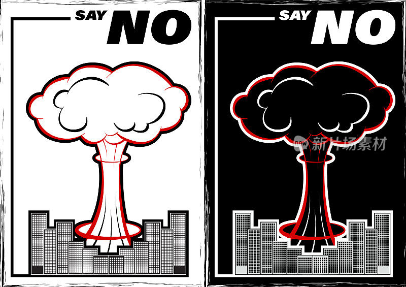 Retro poster against the war and the use of weapons of a mass destruction. Say NO to war. Vector